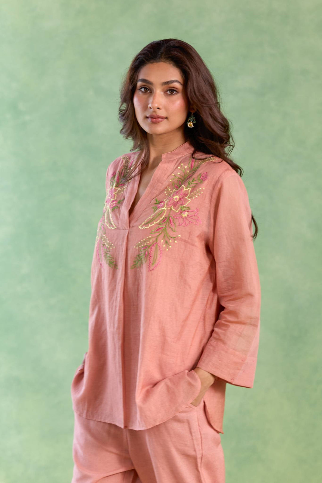 Old Lotus Embroidered Top