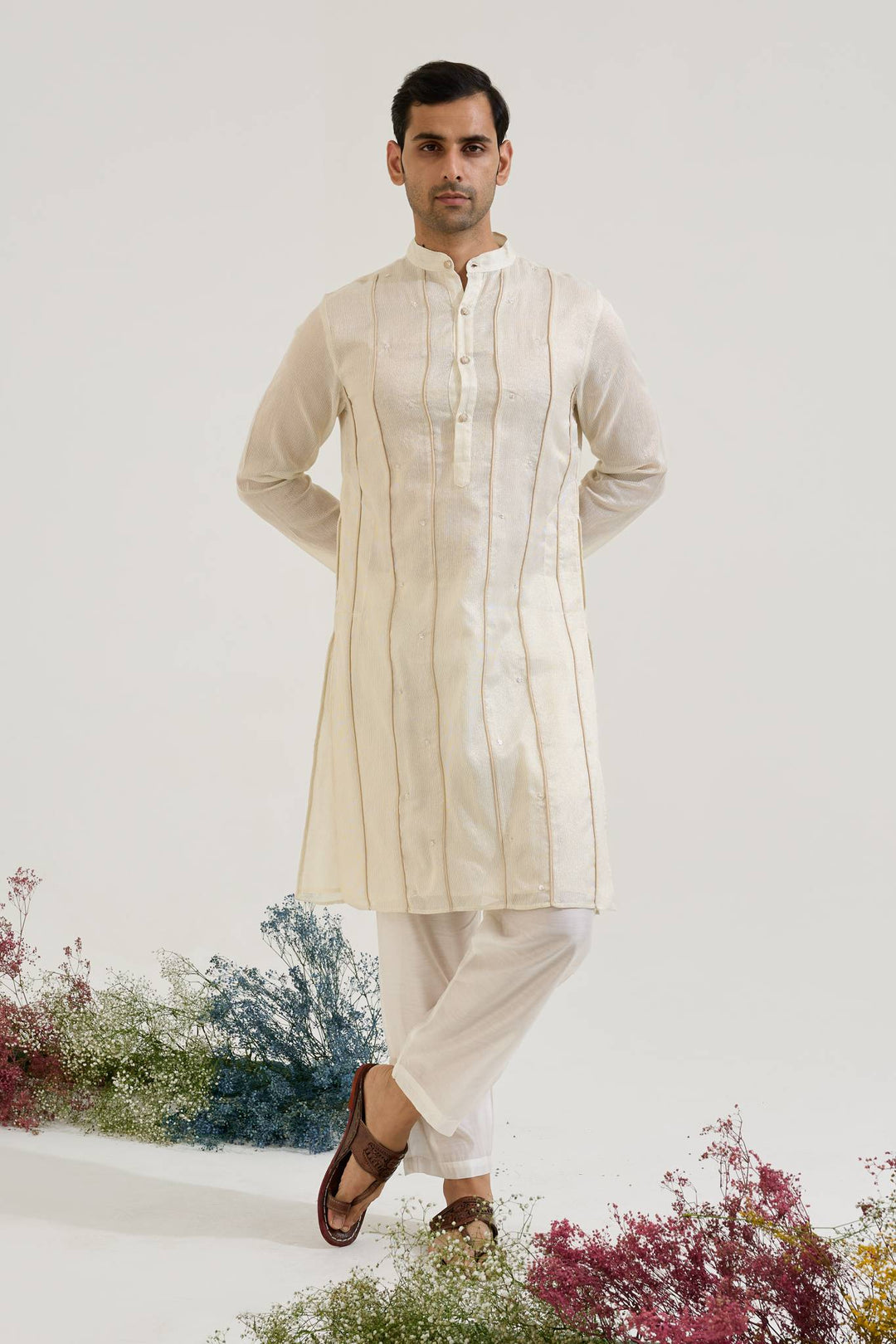 White Zari Charm Kurta