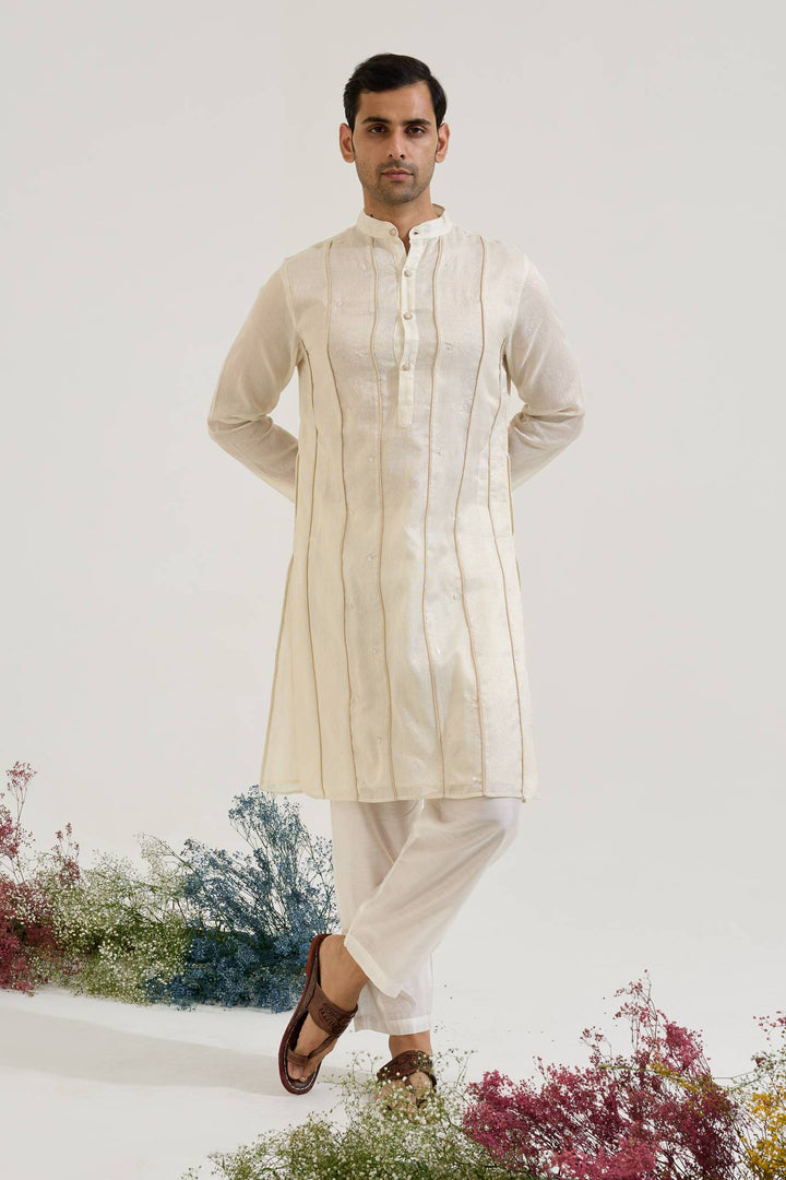 White Zari Charm Kurta