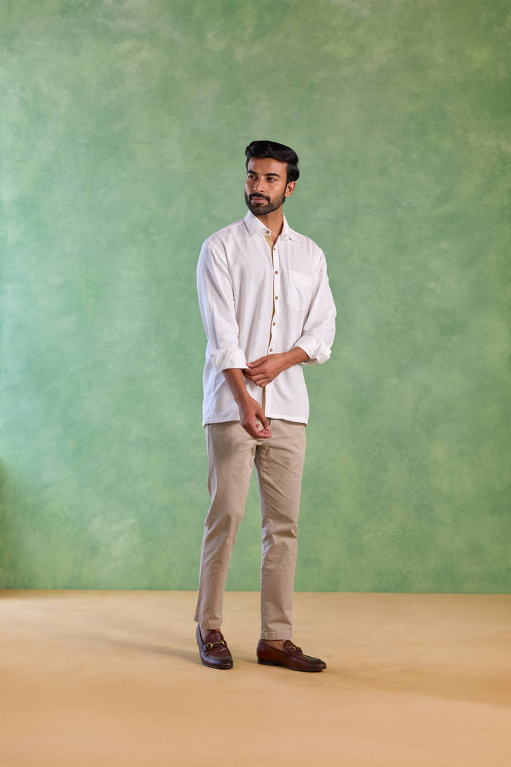 White Handloom Linen Shirt