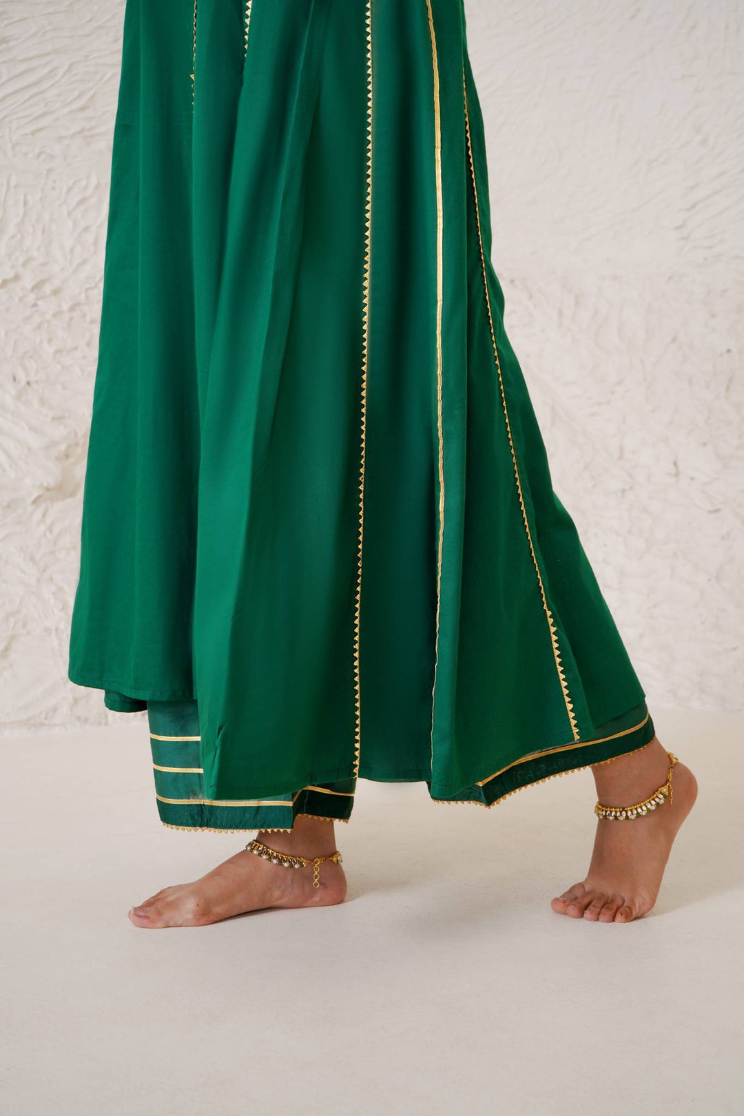 Emerald Dori Kurta with Wide Leg Pants