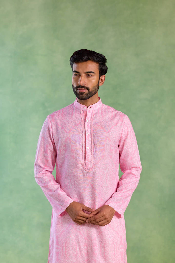 Pink Petal Yoke Kurta with Narrow Pants