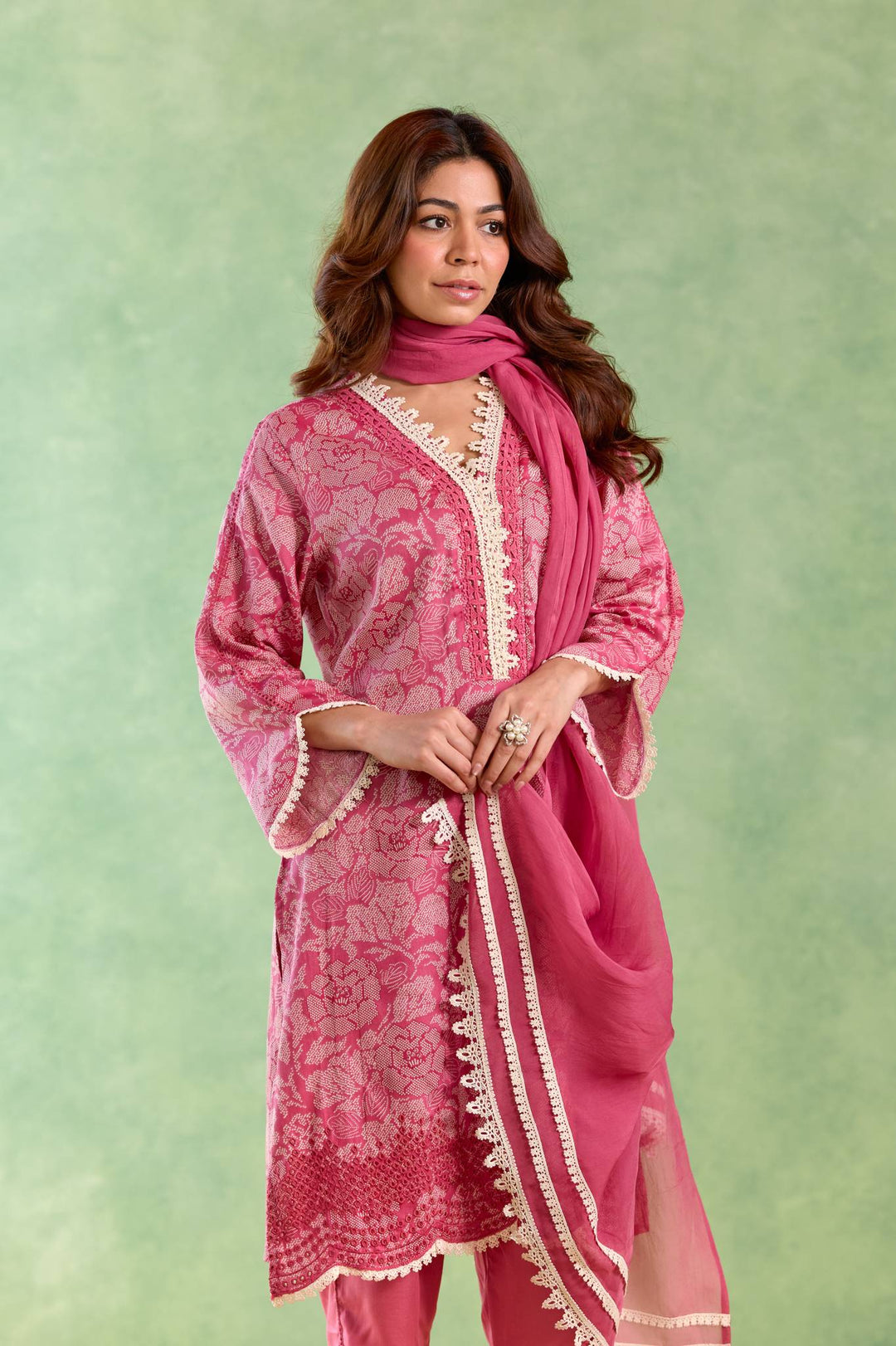Blush Lily Kurta with Tulip Pants and Dupatta - Set of 3