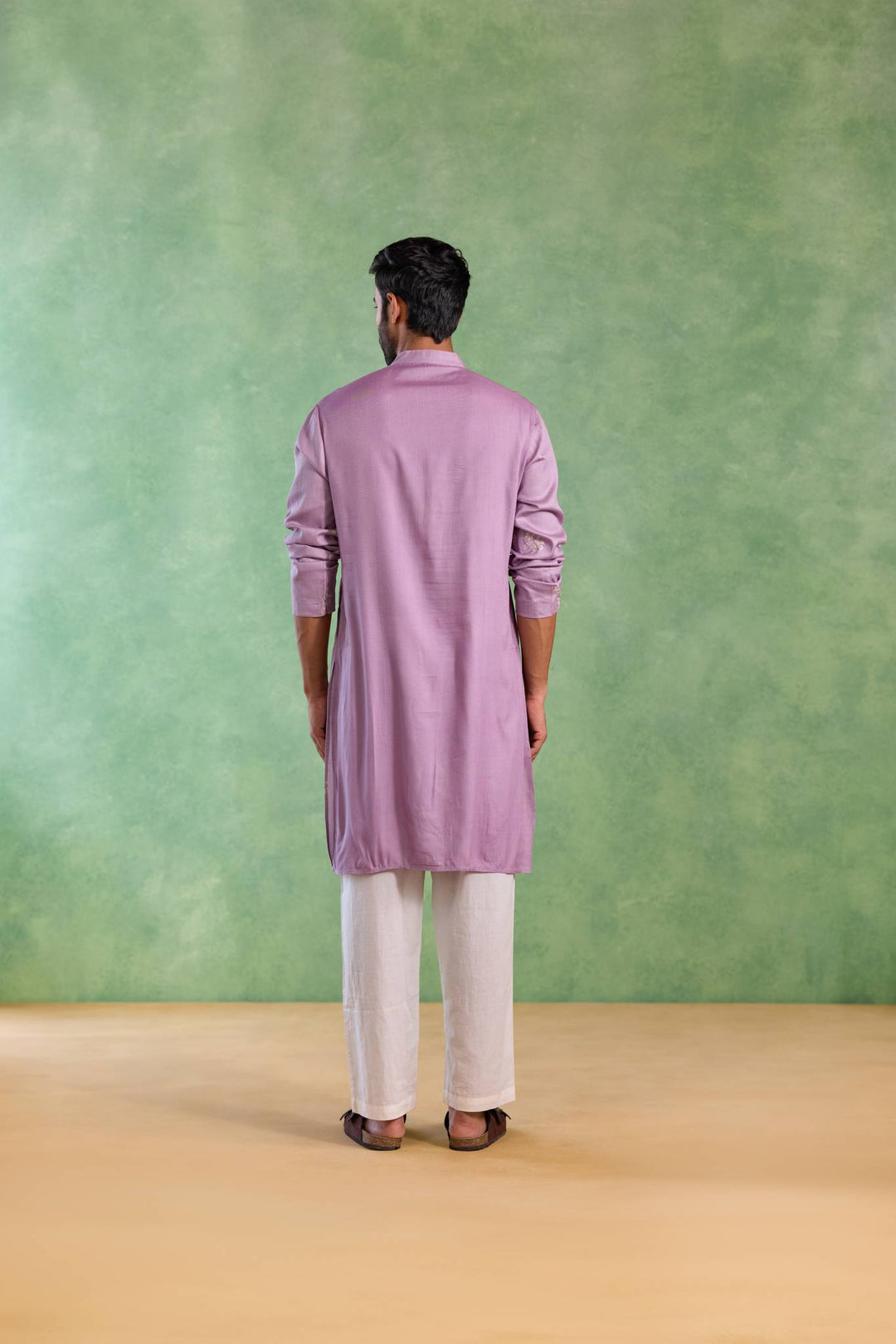 Lilac Floral Buta Embroidered Kurta with Narrow Pants