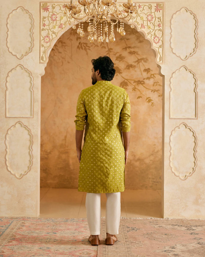 Olive Dori Brocade Kurta