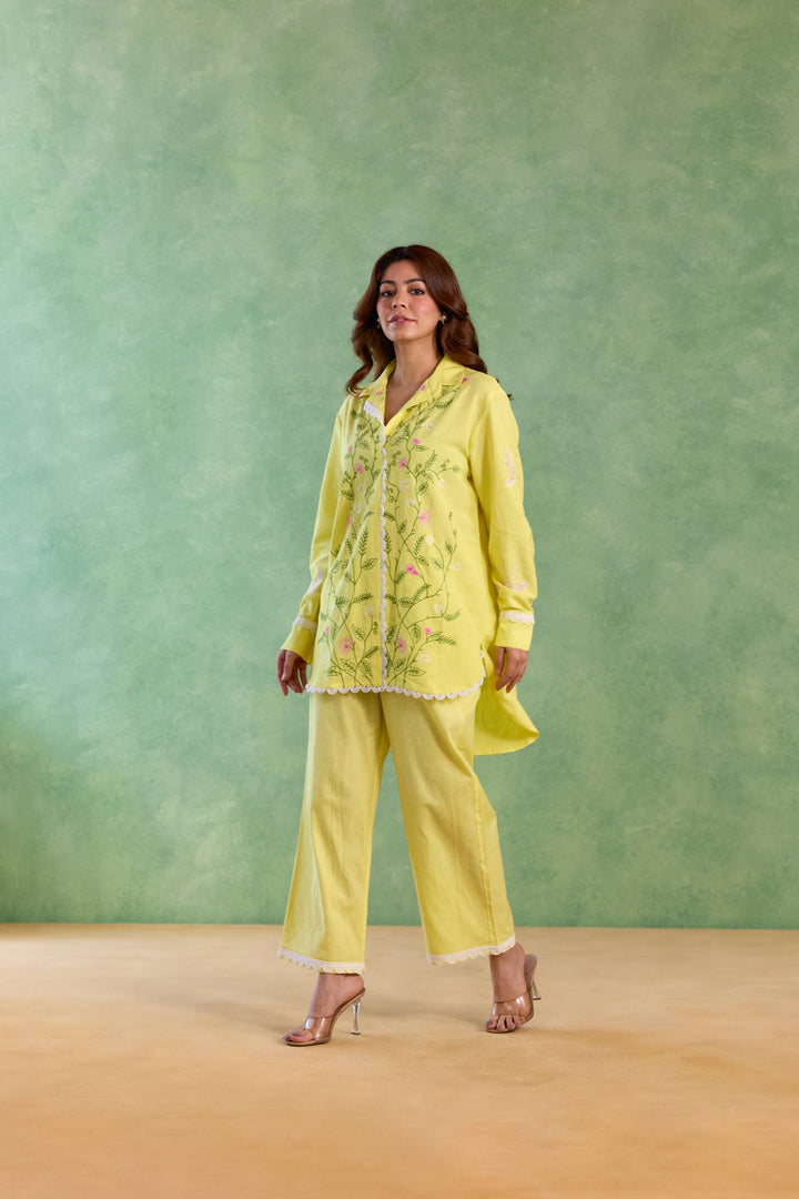 Yellow Floral Embroidered Top