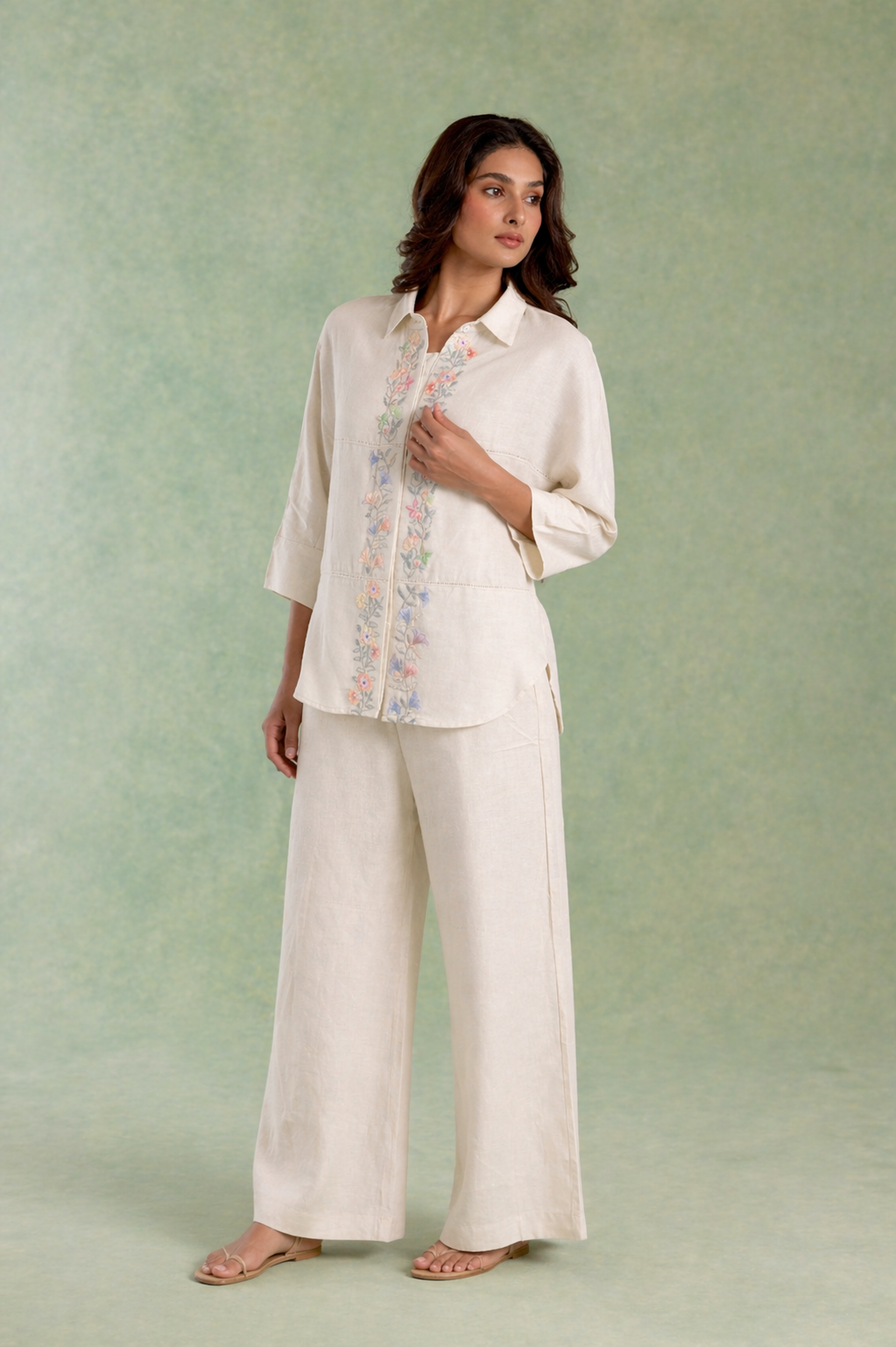 Ivroy Emrboidered Handloom Linen Top