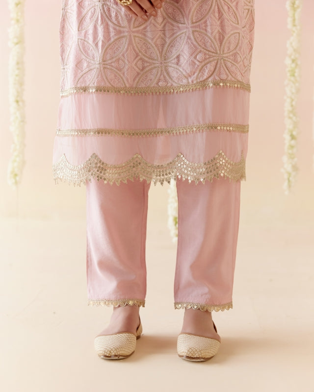 Daisy Pink Kurta with Narrow Pants - Set of 2