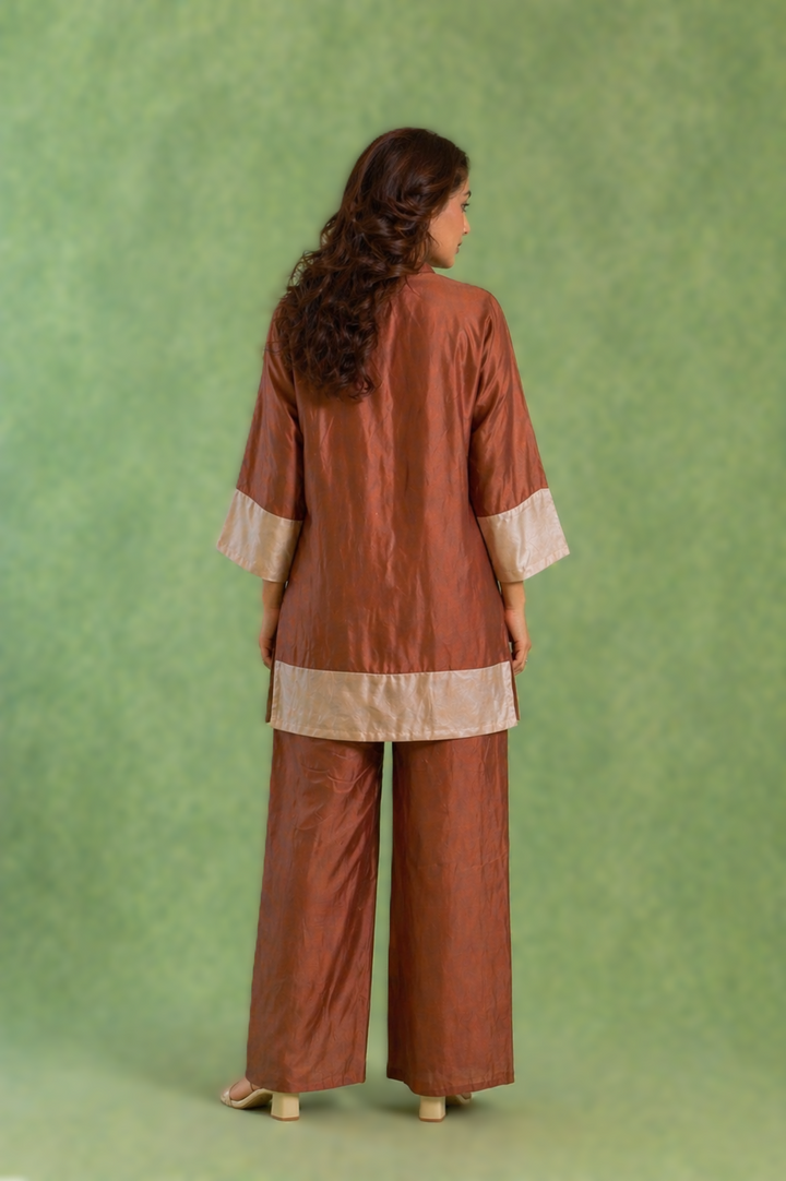 Brown Panel Chanderi Co-ord Set