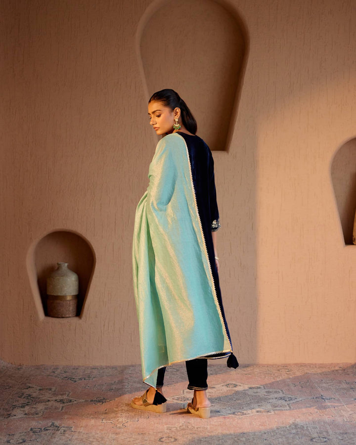 Tiffany Blue Zari Dupatta