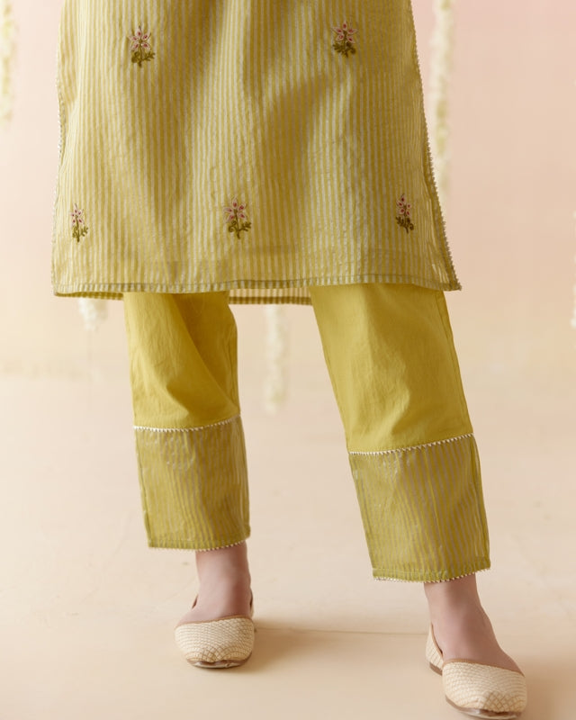 Orchid Green Tissue Kurta with Narrow Pants - Set of 2