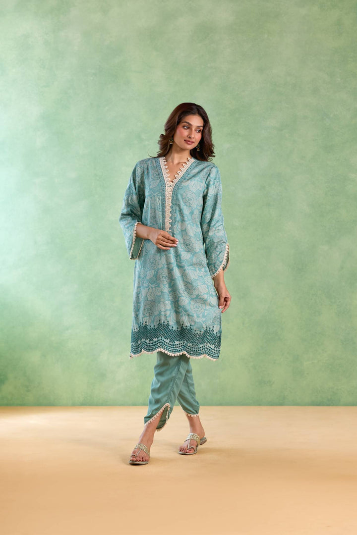 Sea Lily Kurta with Tulip Pants - Set of 2