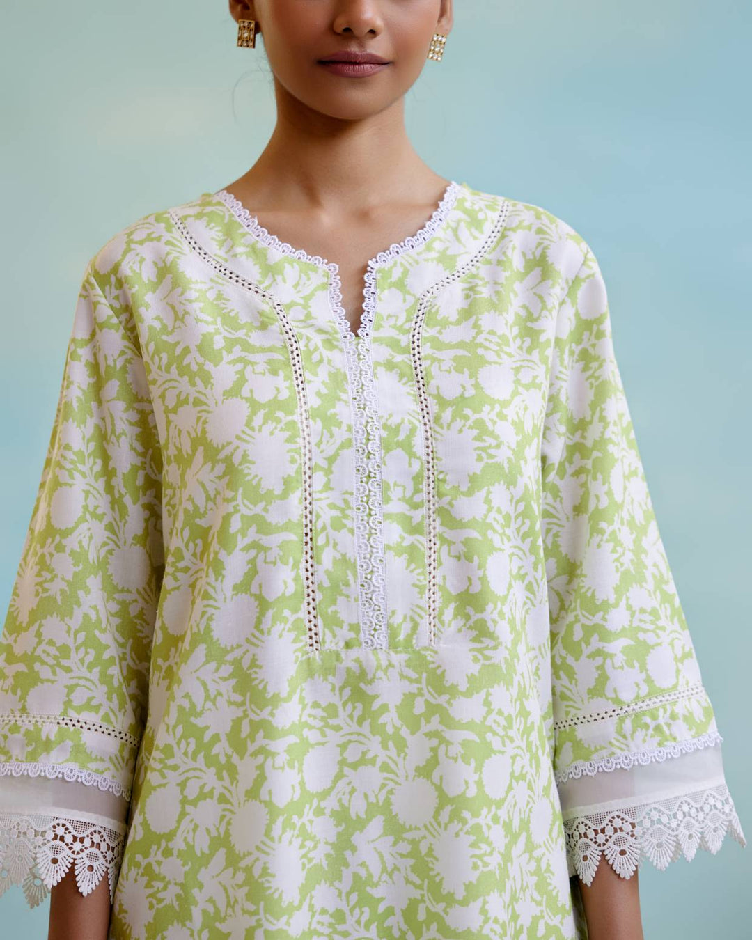 green cotton kurta