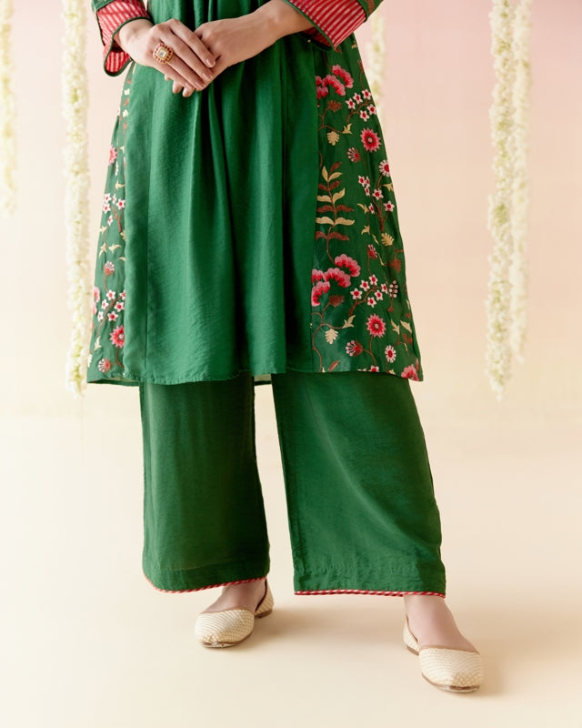 Pine Green Kurta with Narrow Pants - Set of 2