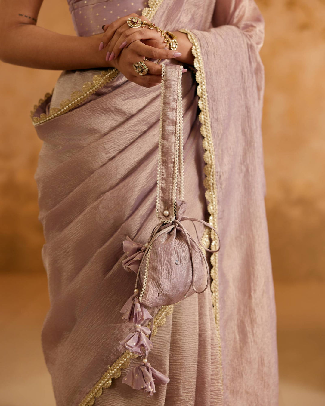 Soft Lilac Crush Tissue Saree