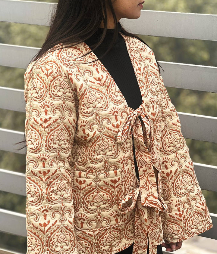 Teak Aari Printed Quilted Jacket