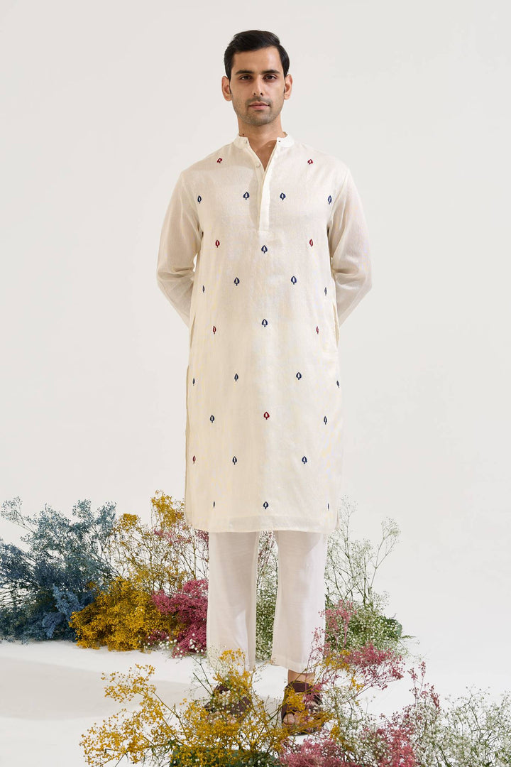 Ivory Buta Chanderi Stripe Kurta