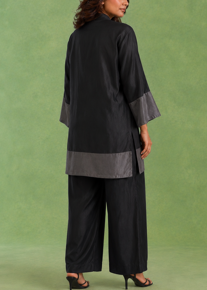Black Panel Chanderi Top