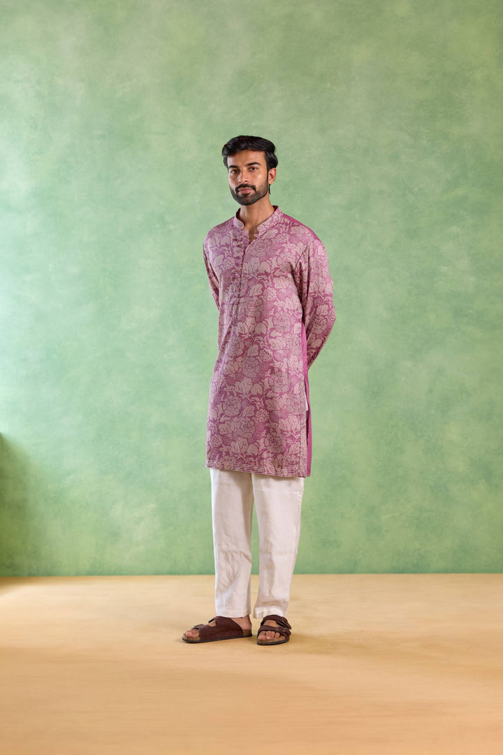Mauve Orchid Embroidered Kurta with Narrow Pants