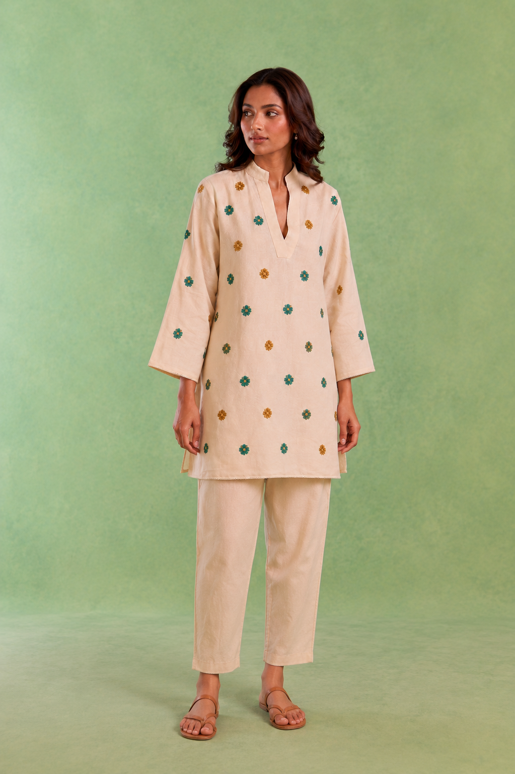 Ivory Flora Embroidered Handloom Cotton Top