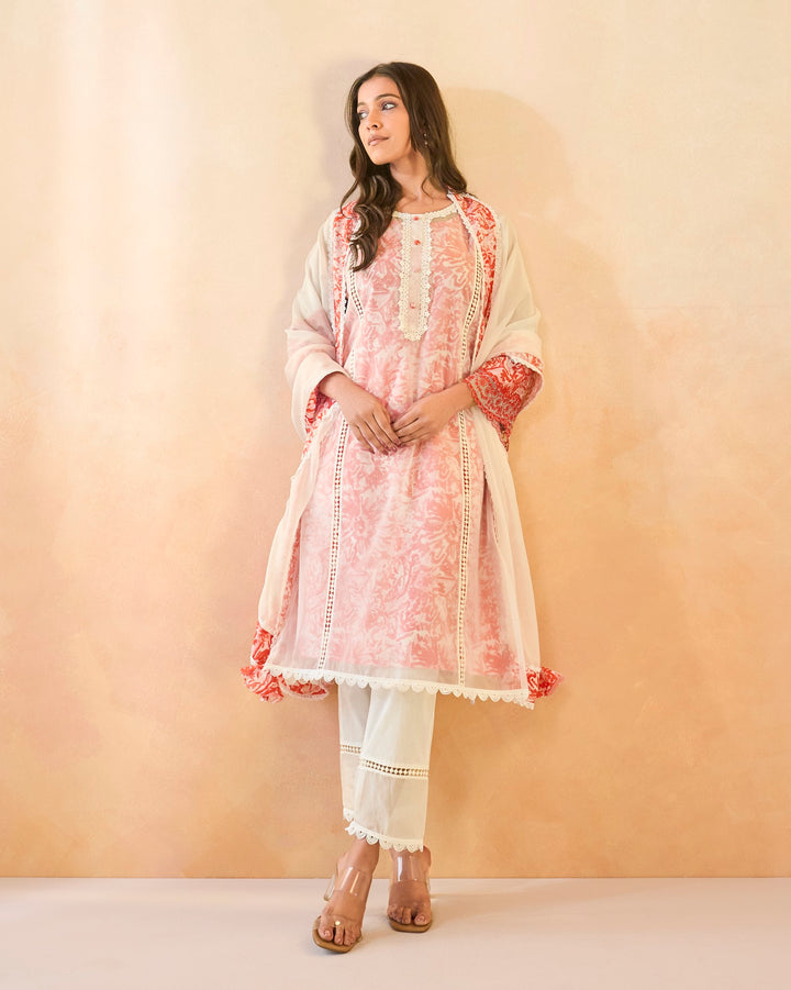 Rose Floral Embroidered Kurta