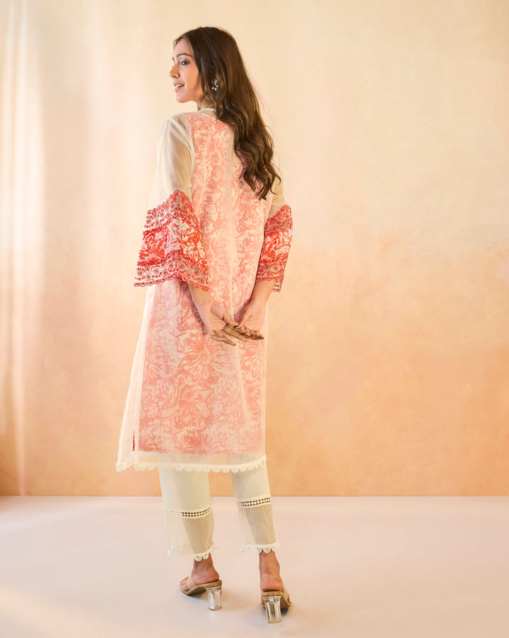 Rose Floral Embroidered Kurta