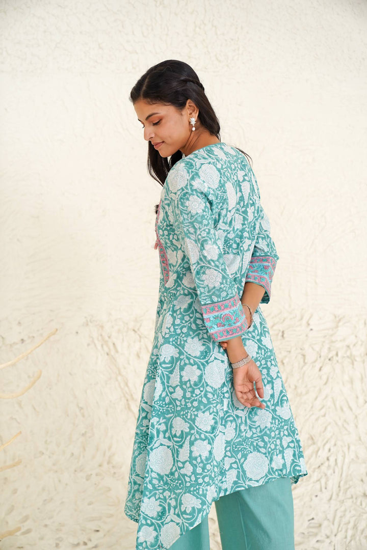 Aqua Blush Kurta with Wide Leg Pants