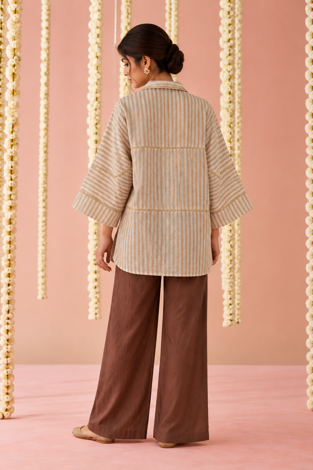 Ivory Gota Tie-up Co-ord Set - Set of 2