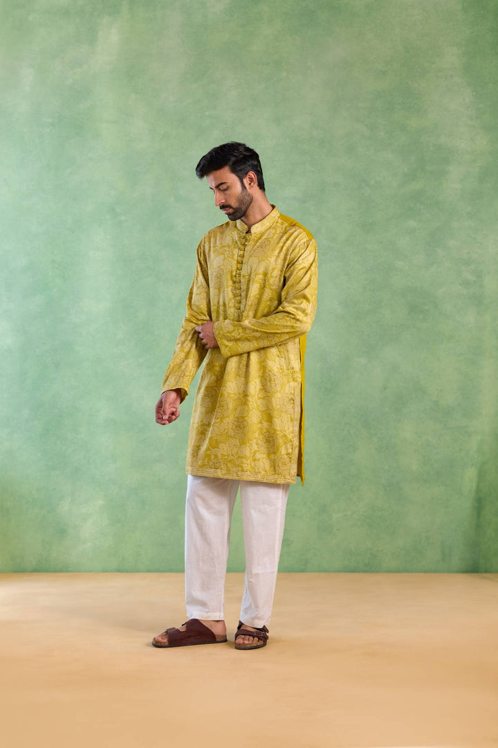 Olive Orchid Embroidered Kurta with Narrow Pants