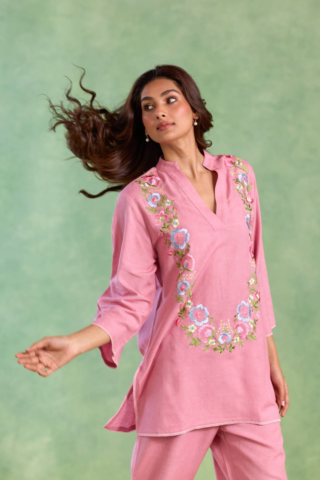 Blush Bloom Embroidered Co-ord Set