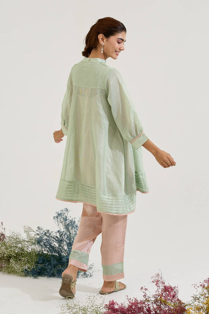 Mint Dori Chanderi Stripe Co-ord Set