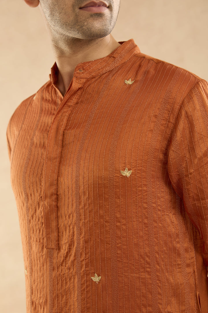 Brown Dori Silk Chanderi Kurta