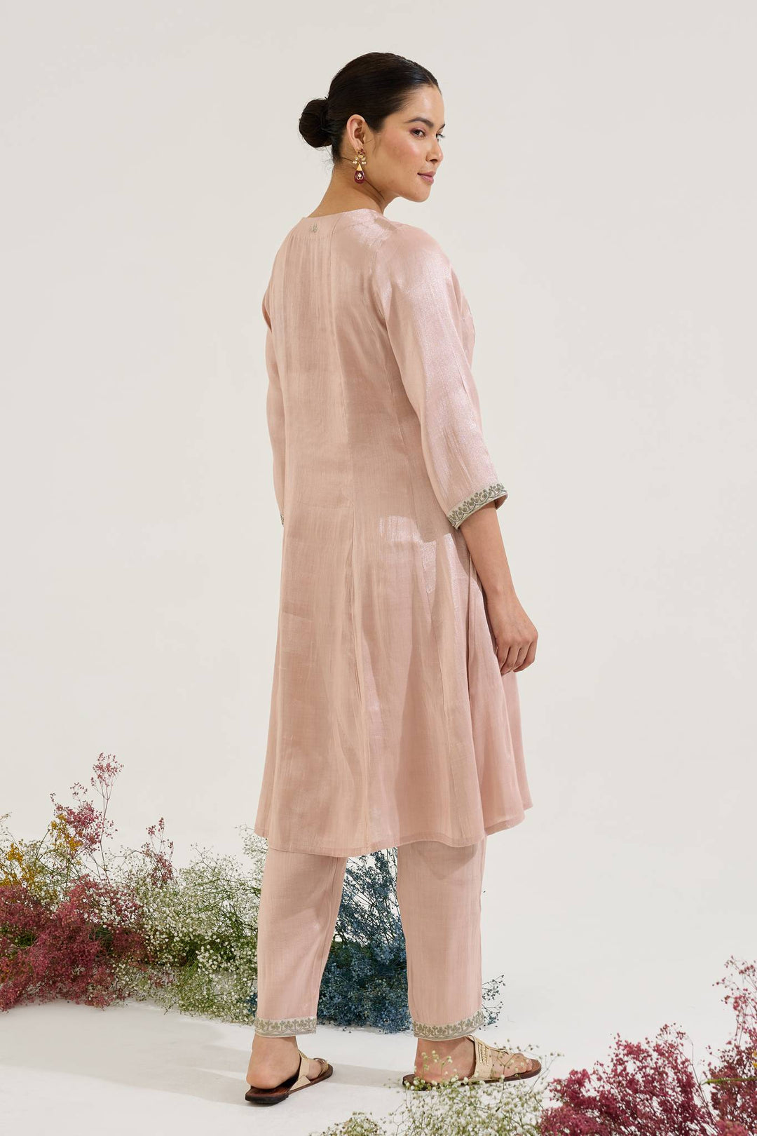 Rosy Dori Tissue Anarkali with Narrow Pants and Dupatta - Set of 3
