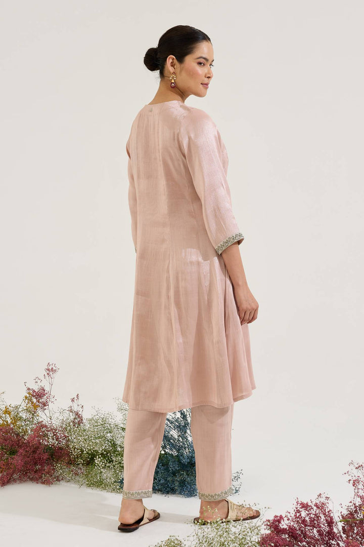 Rosy Dori Tissue Anarkali with Narrow Pants and Dupatta - Set of 3