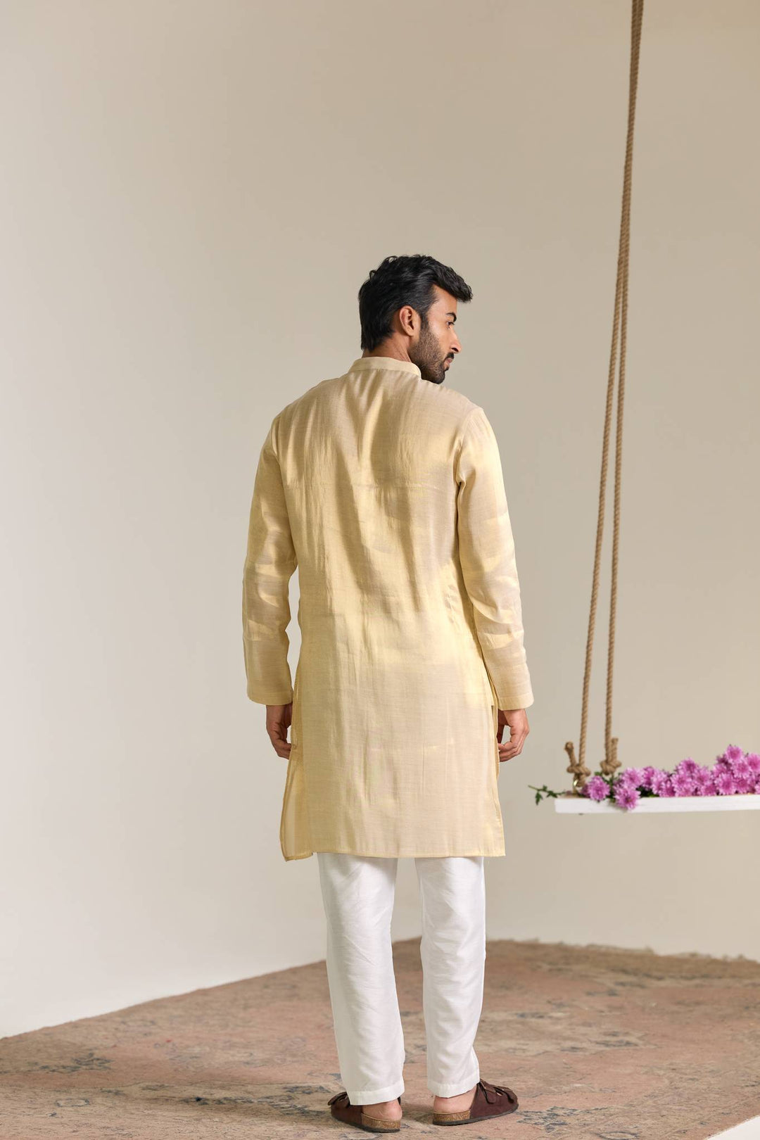Gold Gota Tissue Kurta with Narrow Pants
