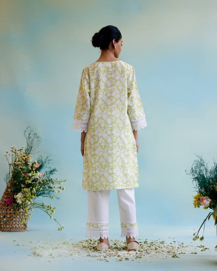 green cotton kurta