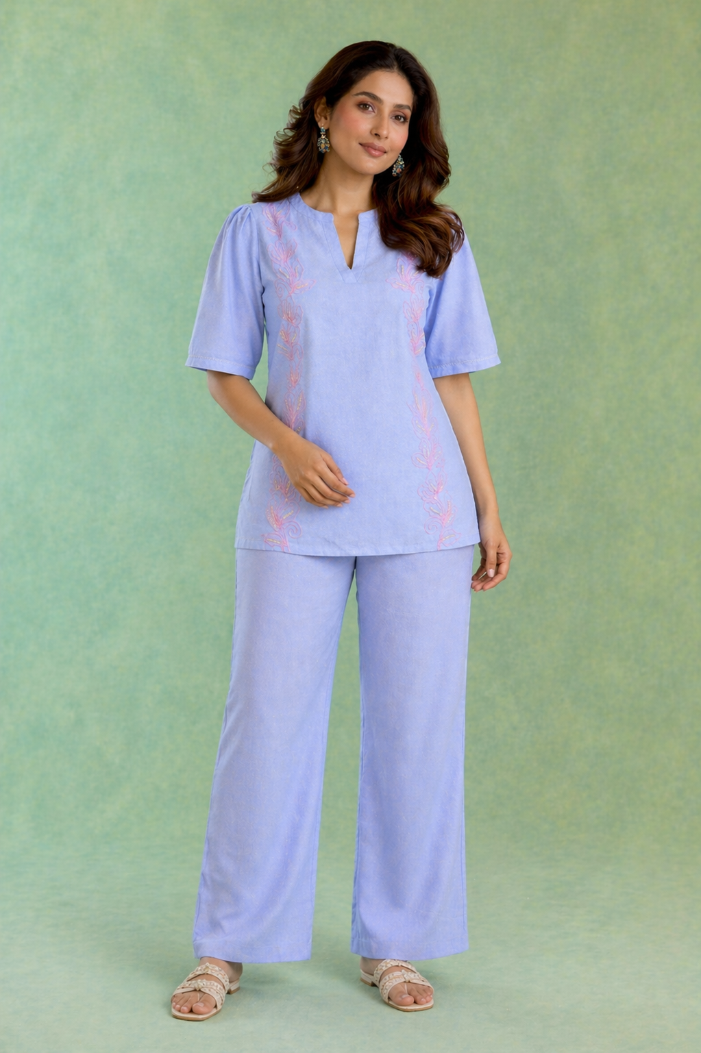 Blue Pearl Handloom Linen Co-ord Set