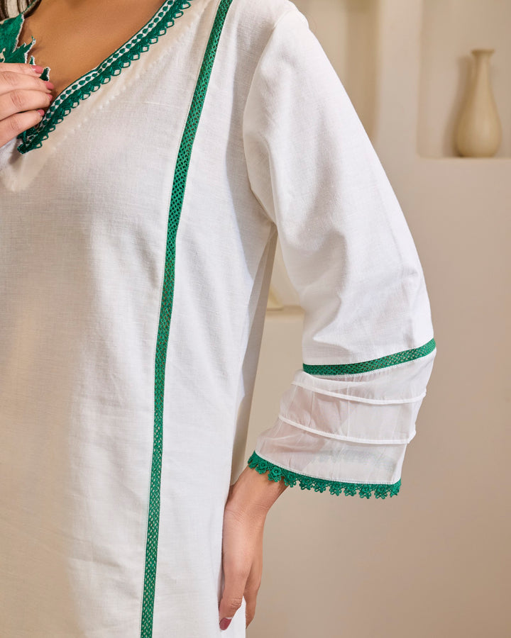 Emerald Rose Embroidered Khaadi Kurta with Narrow Pants - Set of 3