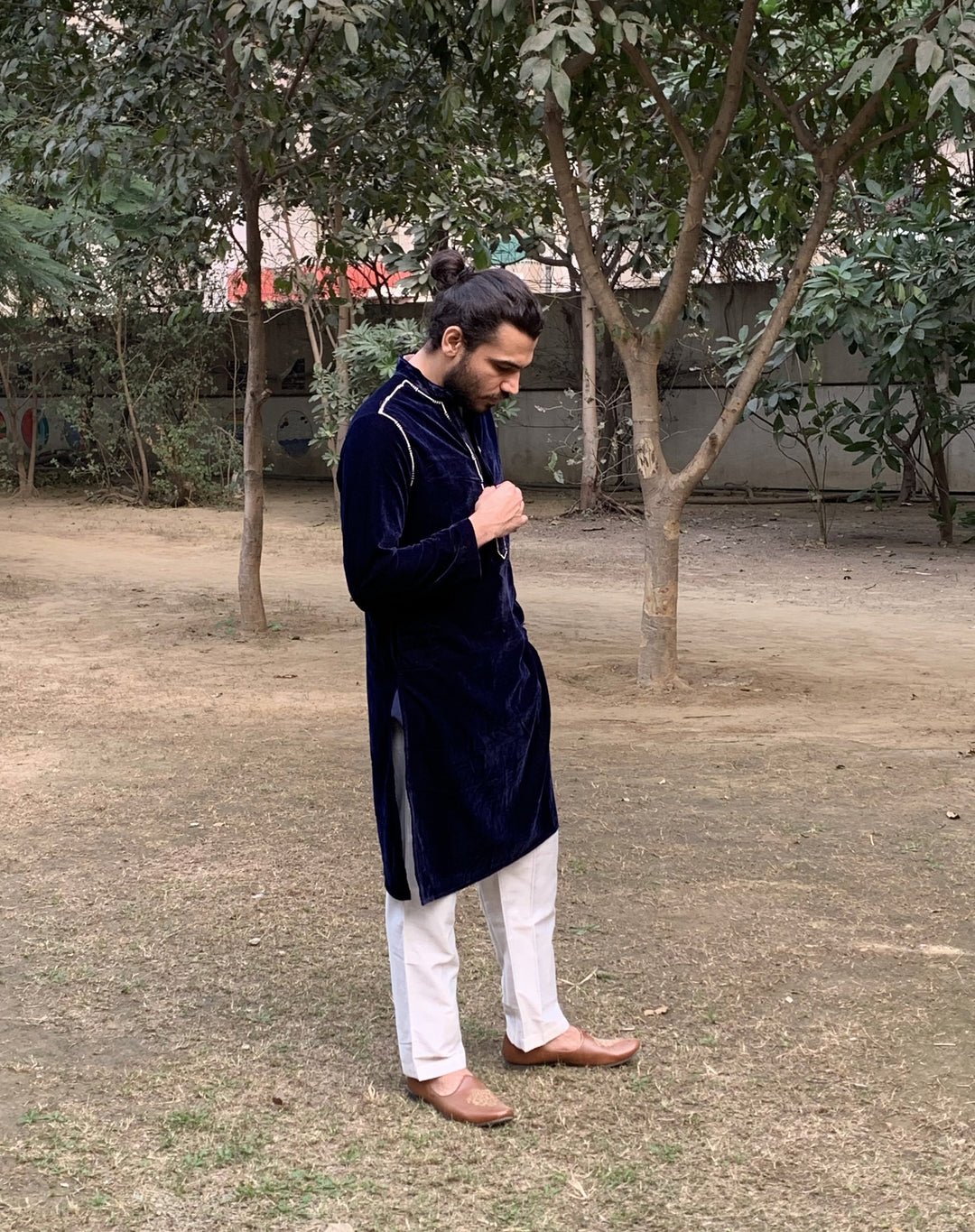 Old Navy Embroidered Velvet Kurta