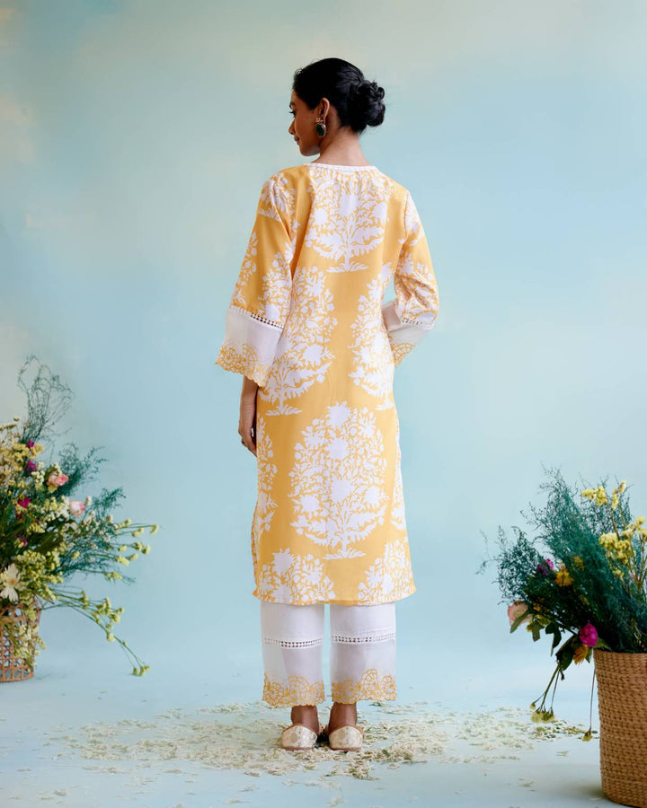 Daisy Yellow Kurta with Narrow Pants