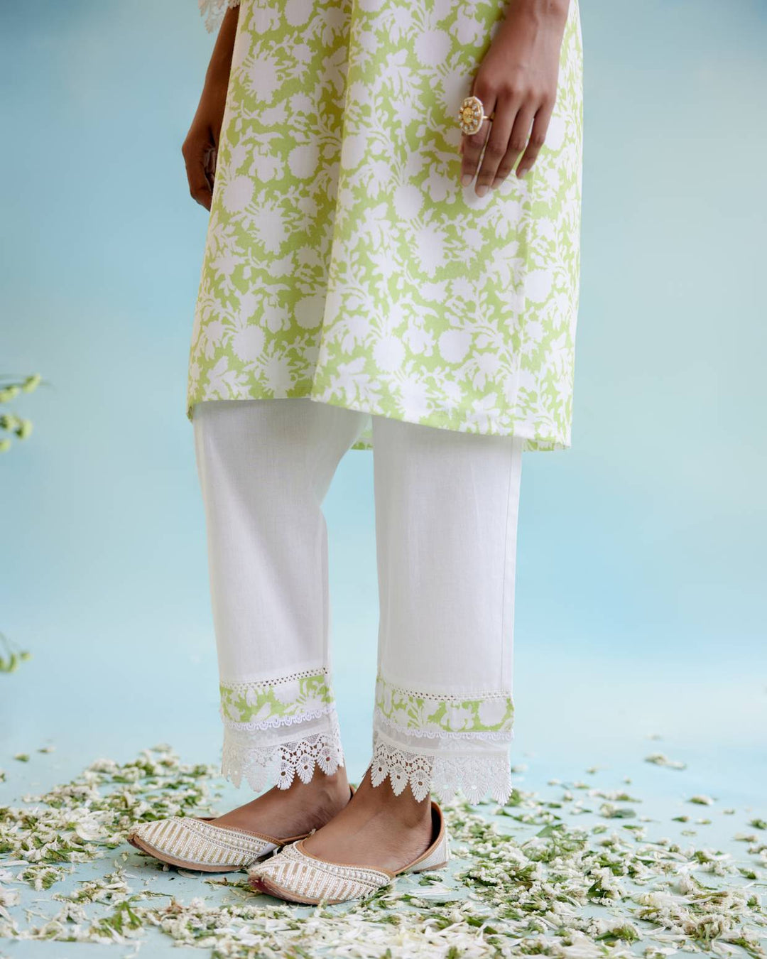 green cotton kurta