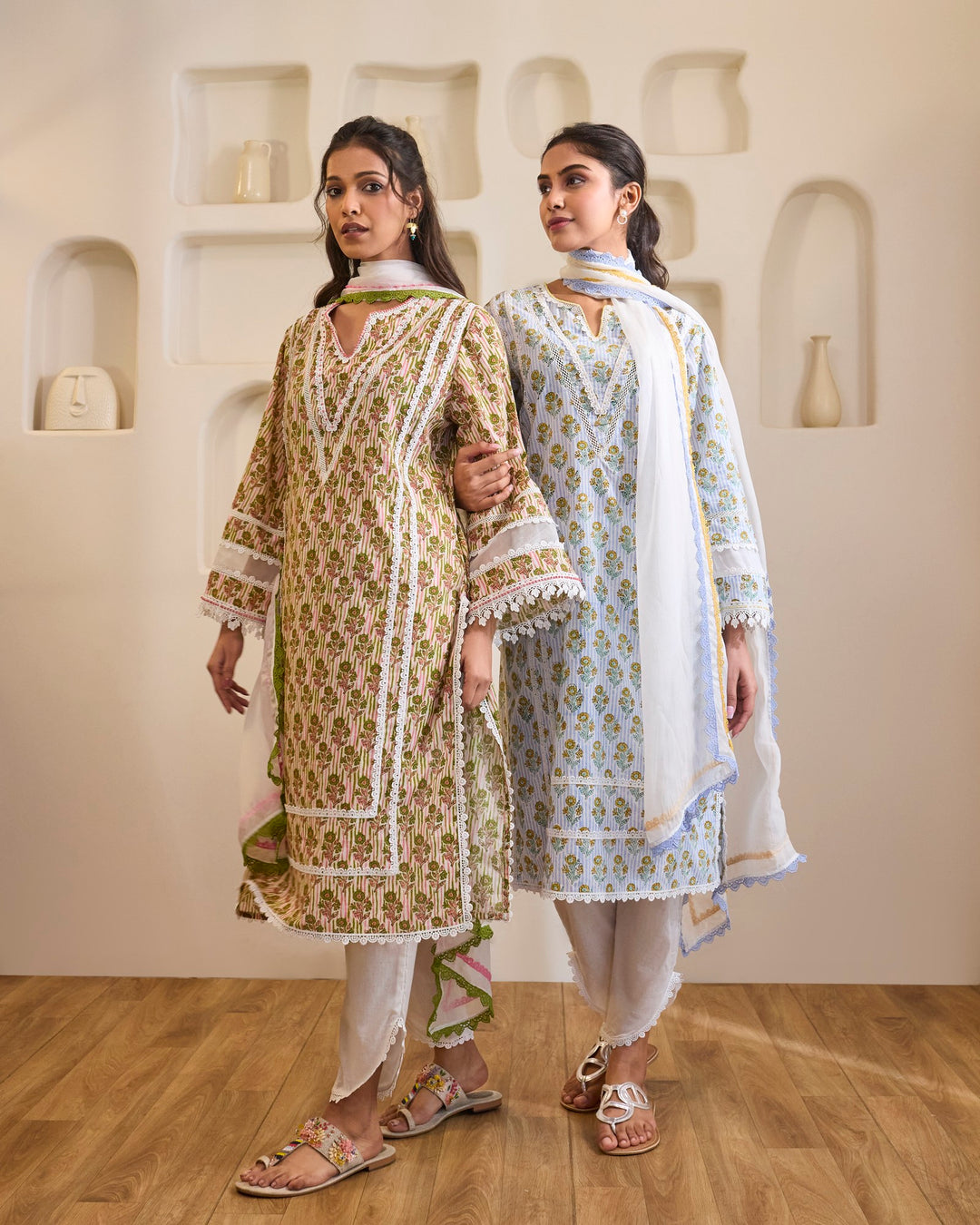 Green Charm Kurta with Tulip Pants - Set of 2