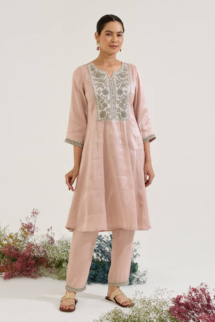 Rosy Dori Tissue Anarkali with Narrow Pants - Set of 2