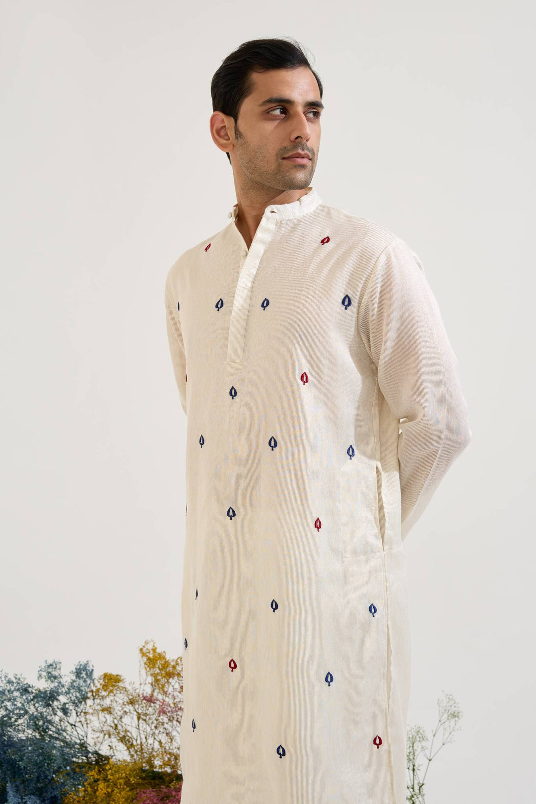 Ivory Buta Chanderi Stripe Kurta