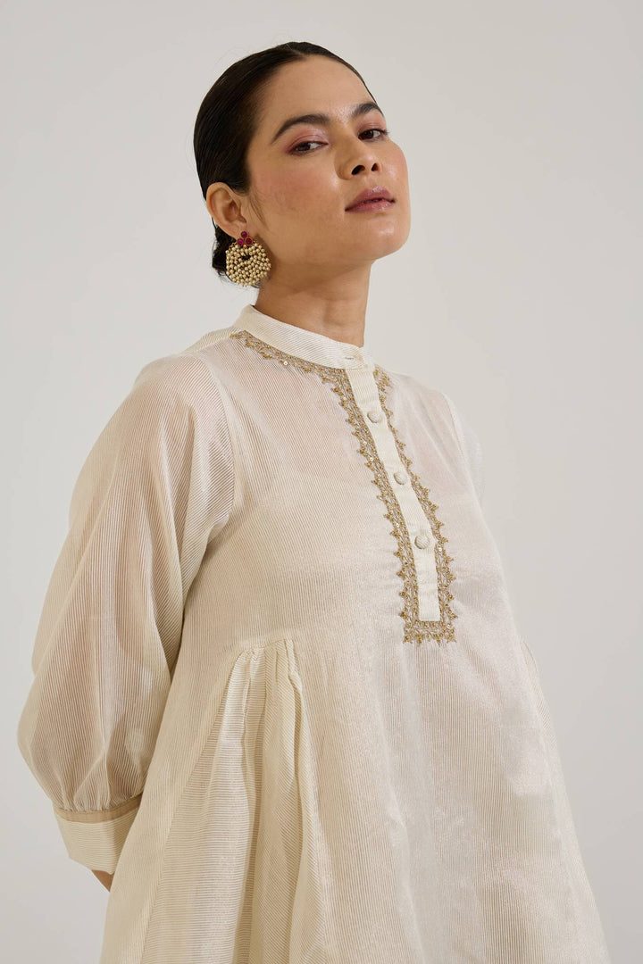 Gold Dori Chanderi Stripe Co-ord Set