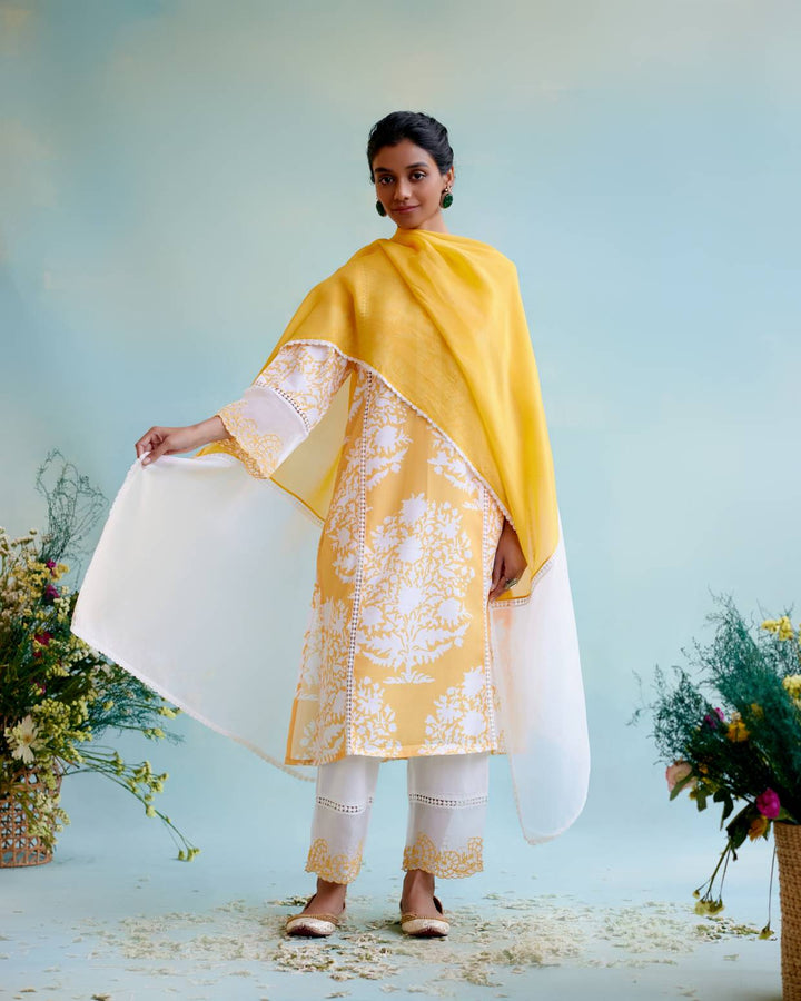 Daisy Yellow Kurta with Narrow Pants