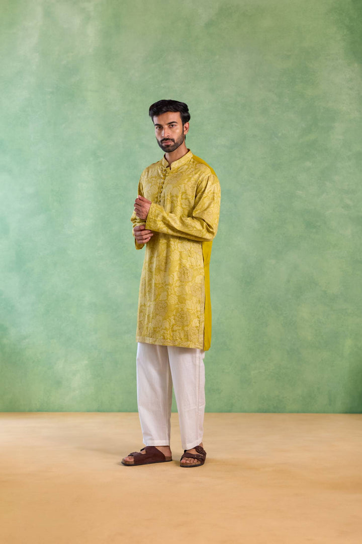 Olive Orchid Embroidered Kurta with Narrow Pants
