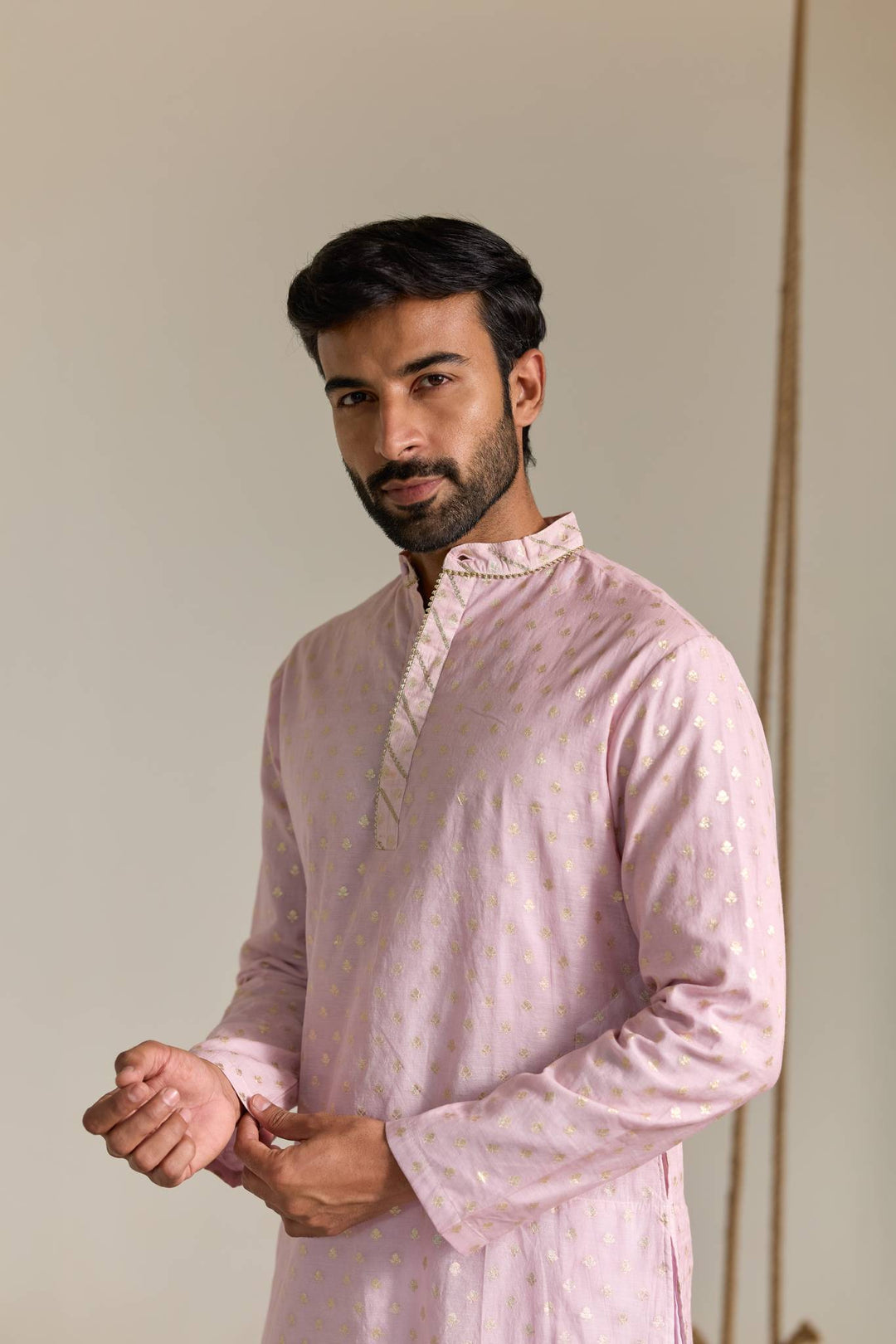 Pink Buta Brocade Embroidered Kurta with Narrow Pants