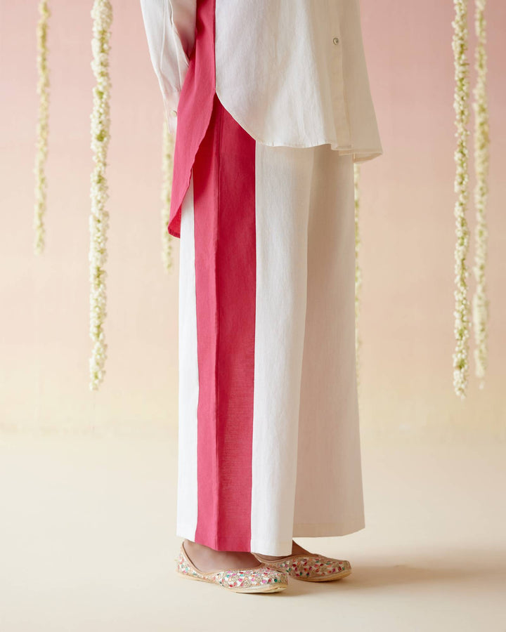 Hot Pink Khadi Colorblocked Coord Set