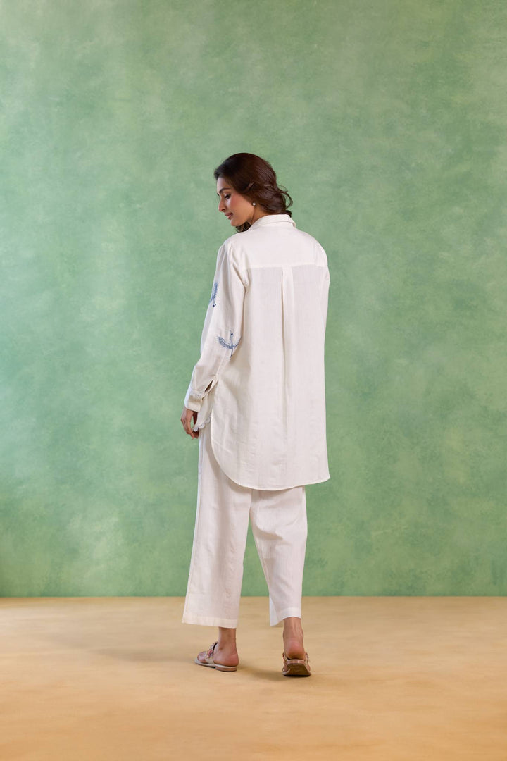 White Floral Embroidered Co-ord Set